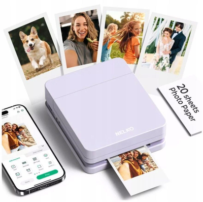 Printer portativ Bluetooth Nelko PP03, 600 dpi, printim foto me ngjyra, vjollcë
