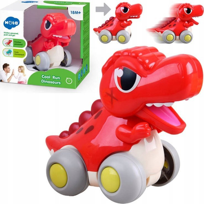 Lodër dinosaurus me rrota HOLA T-Rex ZA4533, push and go, i kuq