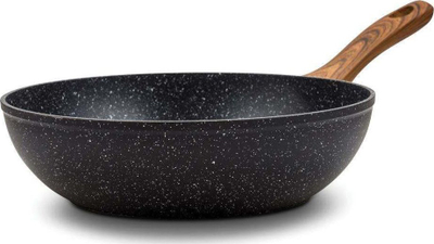 Tigan wok Nava Nature, 28cm, alumini, me efekt guri të zi