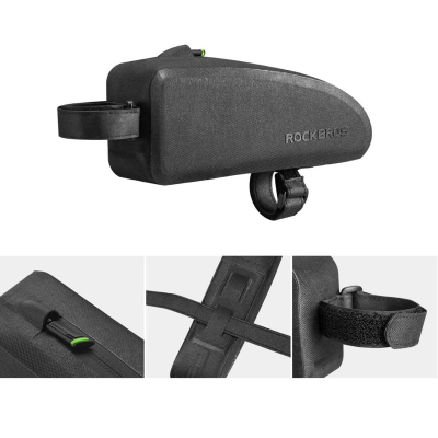 Çantë për kornizën e biçikletës Rockbros IPX3, 1L, montohet me Velcro, e zezë