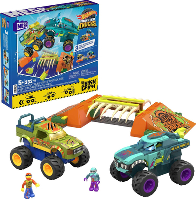 Set ndërtimi Mattel MEGA Hot Wheels Wrex Boneyard, Monster Trucks, lodër për kalamaj, shumëngjyrësh