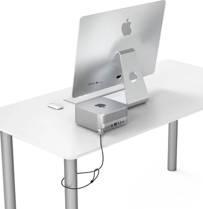 Adapter sigurie Compulocks Mac Studio Ledge Lock, dy pjesë, për slot Kensington, argjendtë
