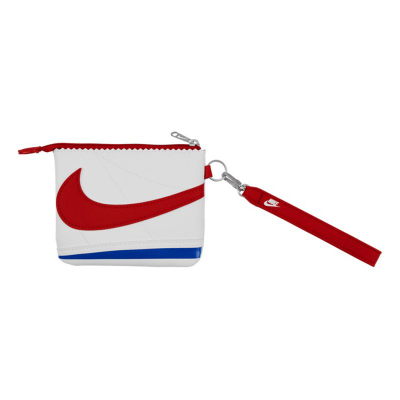 Portofol dore Nike Icon Cortez Wristlet, me zinxhir, me rrip të heqshëm, e bardhë kuqe
