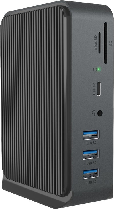 Dok USB Icy Box 13 në 1, USB Type C edhe Type A, dy dalje HDMI, ngjyrë antracit