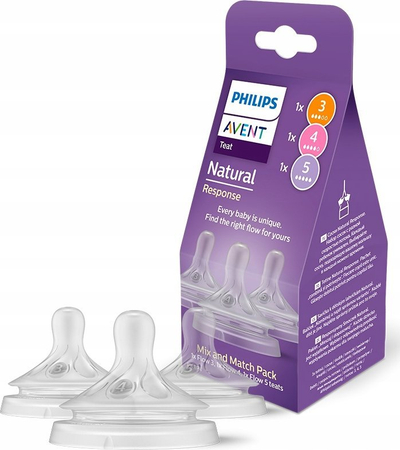 Set biberonash Philips Avent SCY960/03, 3 copë, rrjedhje të ndryshme, transparent