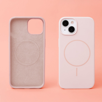 Futrollë OEM Silicone Thin Mag për iPhone 12 / 12 Pro, 6.1", MagSafe, rozë e çelët