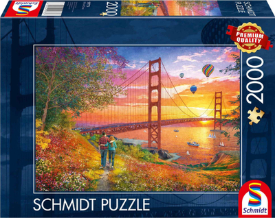 Puzzle Schmidt Walking to the Golden Gate Bridge, 2000 copa, Premium Quality, shumëngjyrësh