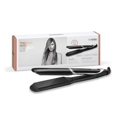 Piaster flokësh BaByliss ST397E, pllaka të gjera, 235°C, e zezë