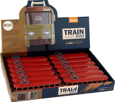 Lodër tren metalik Train Friction Drive, me fërkim, me drita dhe tinguj, i kuq