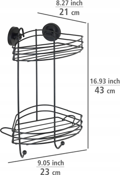 Raft këndor banjo Home24 Corner Shelf Vacuum-Loc, vihet pa shpime, metalik