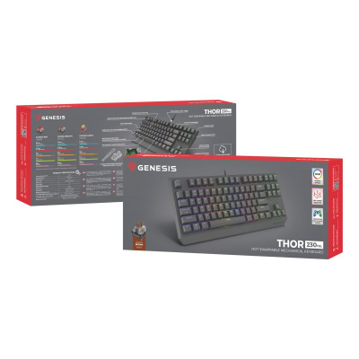 Tastierë gaming Genesis Thor 230 TKL, mekanike Outemu Brown, RGB, e zezë
