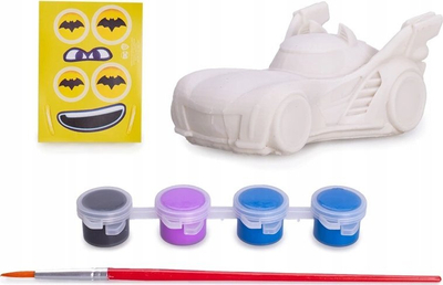 Set pikturimi Batwheels Bam Batmobile, model 3D, me bojëra dhe ngjitëse, i bardhë