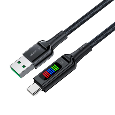Kabllo USB Acefast C7-04, USB-A me USB-C, 60W, 1.2m, e zezë