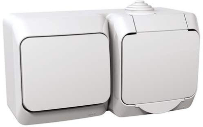 Çelës edhe prizë sipërfaqe Schneider Electric Cedar Plus, IP44, 16A, e bardhë