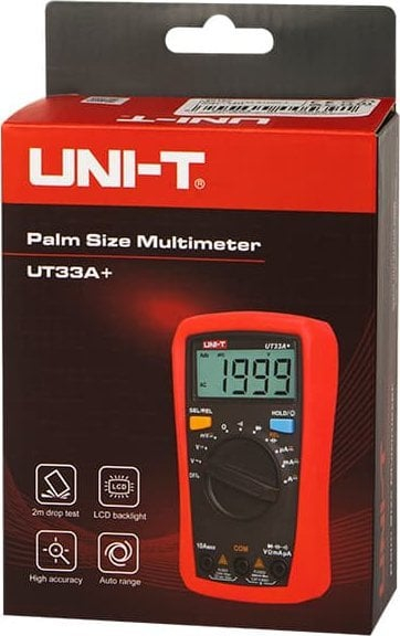 Multimetër dixhital Blow UNI-T UT33A+, dore, me ekran të ndritshëm, i kuq