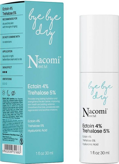 Хидратантен серум Nacomi Next Level Bye Bye Dry, за сува кожа, Ectoin 4% Trehalose 5%, 30 ml