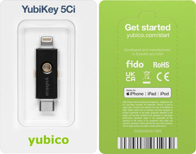 Çelës sigurie Yubico YubiKey 5Ci, USB C, Lightning, i zi