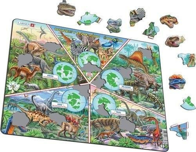 Puzzle Larsen Epochs of World History Dinosaurs Maxi, 100 copë, edukativ, shumëngjyrësh