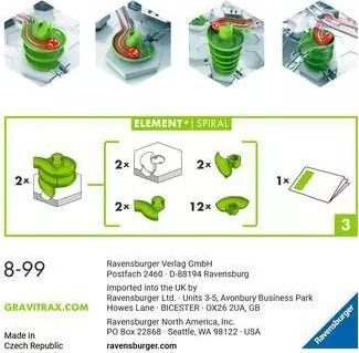 Aksesor pistë Gravitrax Ravensburger Spiral, set shtesë, për kalama 8+