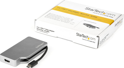 Adapter video USB C StarTech 4 në 1, HDMI mDP VGA DVI, 4K, gri metalik