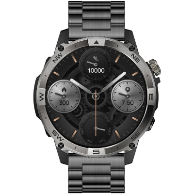Smartwatch për burra Gravity GT46-1, ekran 1.43" AMOLED, Bluetooth, i zi