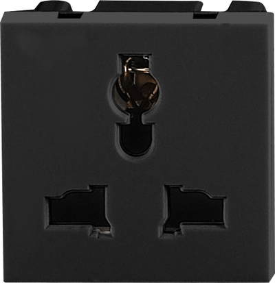 Prizë modulare NOEN UK 45x45mm, 3 pin, 10A 250V, e zezë