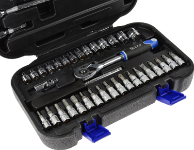 Set çelësash tubë GEKO 1/4", 38 pjesë, CrV, në kuti plastike