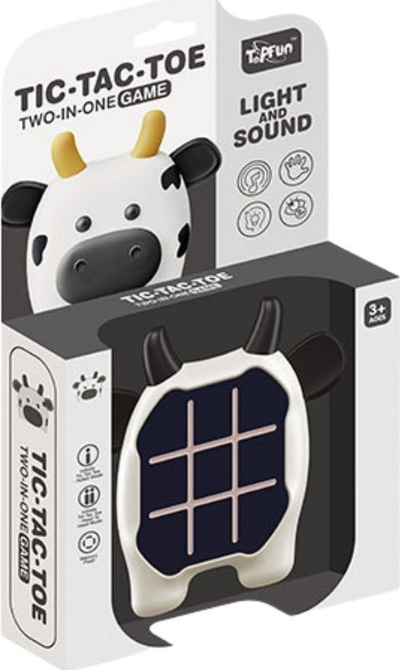 Loja elektronike LEAN Toys Tic-Tac-Toe Memory Cow, 3 në 1, lopë, bardh e zez
