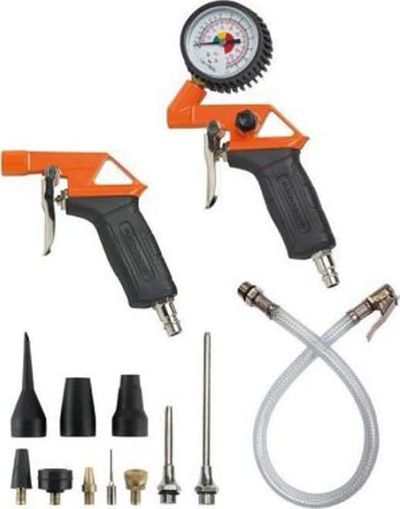 Set aksesorësh për kompresor Black&amp;Decker, 13 pjesë, me pistoletë fryrje, i zi portokalli