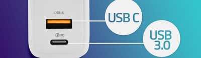 Karikues muri Qoltec GaN 35W, 1x USB C PD, 1x USB QC 3.0, i bardhë