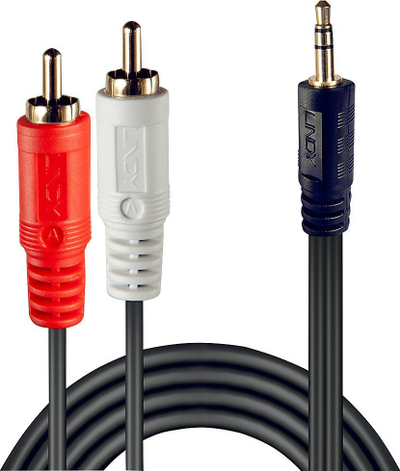 Kabllo audio Lindy Jack 3.5mm në 2x RCA, 5m, e zezë