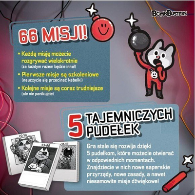 Lojë tavoline Bomb Busters Polish Edition, bashkëpunuese, 66 misione, shumëngjyrëshe