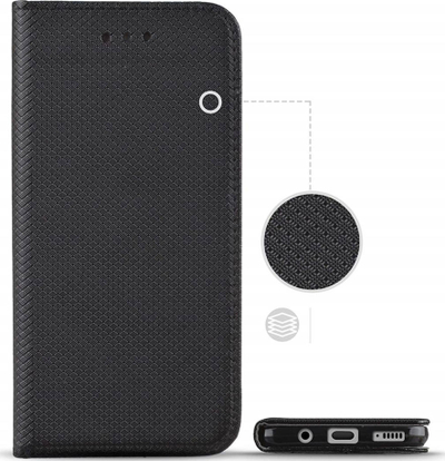 Këllëf telefoni Smart Magnet për Motorola Moto E13, tip libër, me mbajtëse, i zi