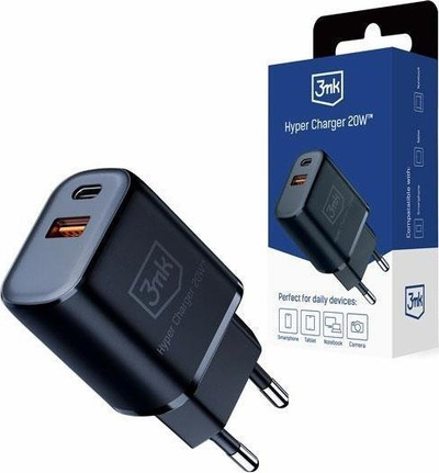 Karikues muri 3MK Hyper Charger 20W, 2 porta USB e USB-C, i zi