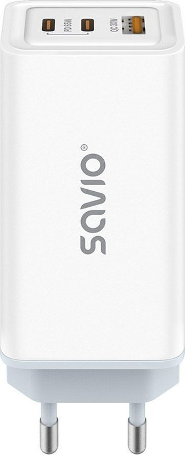 Karikues rrjeti Savio LA-07, GaN 65W, 2x USB-C 1x USB-A, i bardhë