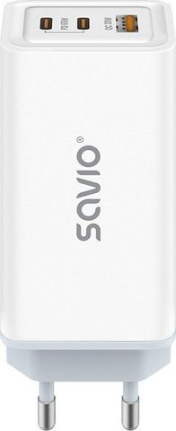 Karikues rrjeti Savio LA-07, GaN 65W, 2x USB-C 1x USB-A, i bardhë