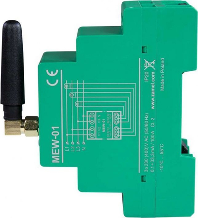 Монитор на енергија Zamel MEW-01, Wi-Fi 3 фази, 100A, бел