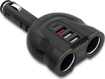 Karikues makine Qoltec 50641, USB QC 3.0 dhe Type C, 12-24V, i zi