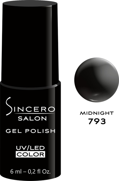 Lak xheli për thonj Sincero Salon, Midnight 793, 6 ml, i zi