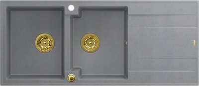 Lavabo kuzhine Quadron GraniteQ EVAN 121, 2 vazo, 1160x500mm, silver stone me elemente ari