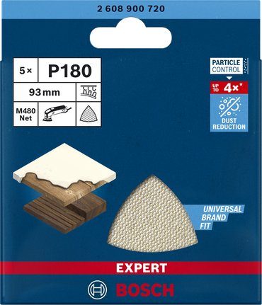 Letërgërryese rrjetë Bosch Expert M480, 93mm, P180, set 5 copë