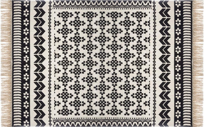 Tapet Atmosphera Delhi Boho, pambuk, 120x170 cm, krem me të zezë