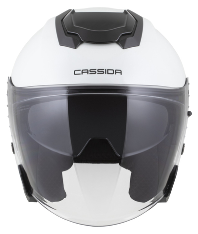 Helmetë moto Cassida Jet Tech 2.0 Solid, polikarbonat, vizor i gjatë, e bardhë e zezë gri