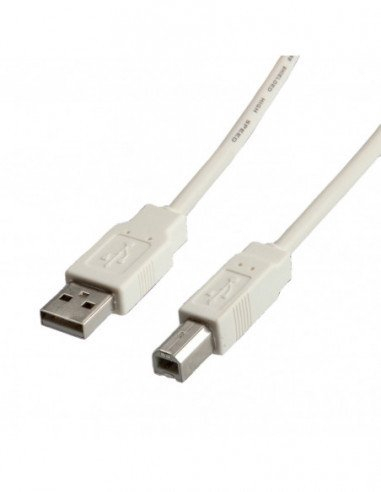 Kabllo USB STANDARD 2.0 A në B, 0.8 m, bezhë