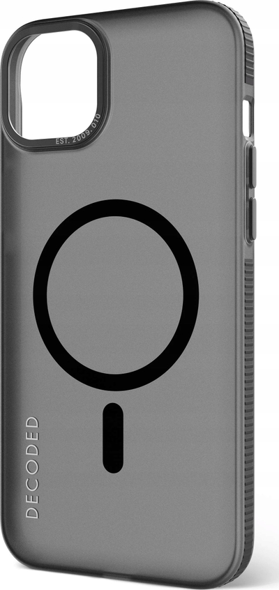 Mbulesë telefoni Decoded iPhone 15 Plus, plastikë e ricikluar, MagSafe, transparente e zezë