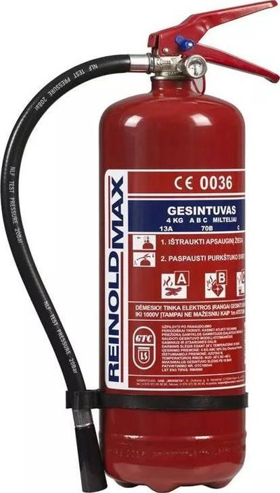 Shuarës zjarri Reinold Max, 4 kg pluhur ABC, me manometër, i kuq
