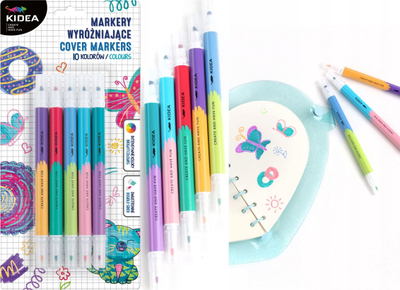 Set markera Derform Kidea, 10 ngjyra, dy maja, multicolor