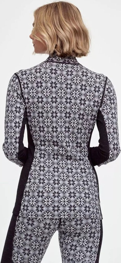 Bluzë bazë për goca Kari Traa Rose Half Zip, lesh merino, mëngë të gjata, black/white