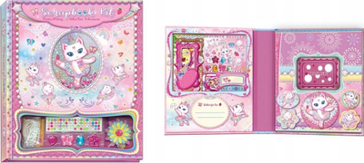 Set scrapbooking Pecoware Cat Ballerina, album me gjoja, rozë shumëngjyrësh