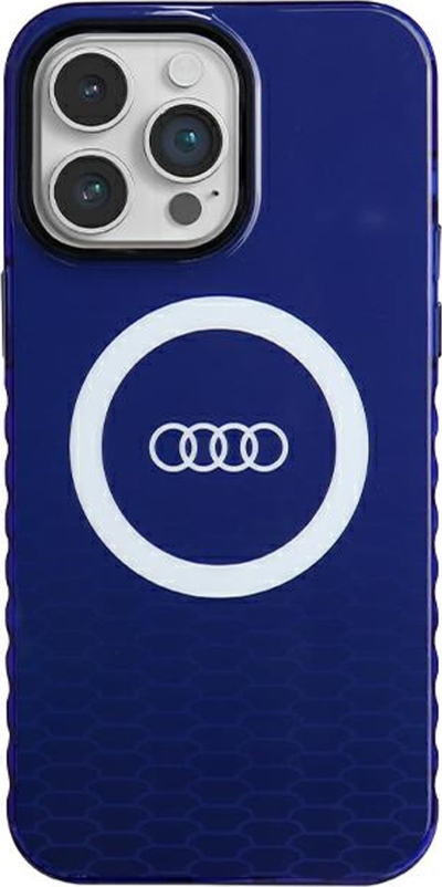 Kapak telefoni Audi IML Big Logo MagSafe për iPhone 14 Pro Max, plastikë e butë, blu